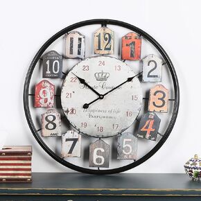 Large Wall Clocks Silent Modern Wall Clock Gold Retro Wall Clock 31 Inch Digital Wall Clock Battery Operated for Kitchen Bedroom