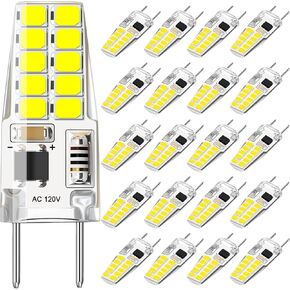 G8 LED Bulb Dimmable 3W 120V T4 Bulb Warm White 3000K Under Cabinet Light Bulb for Under Counter Light Replacements (20 Pcs)