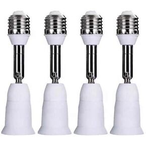 4 Pack E26/E27 Light Socket Extender, 4.5 Inch Light Socket Position Extension,Adjustable Vertical 90°Horizontal 360°, Medium Screw Base Light Converter Socket Extender