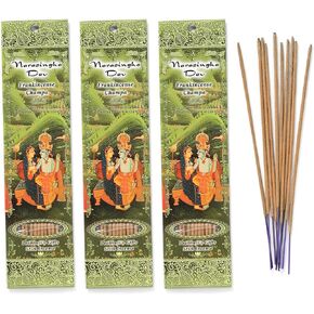 Prabhuji's Gifts Narasingha Dev Hand-Rolled Spiritual Incense Sticks from India - Aromatic - for Meditation, Yoga, Relaxation, & Aromatherapy Incense - Frankincense Champa - 3 packs of 10 sticks