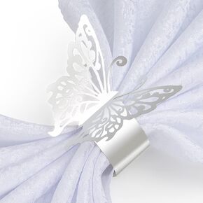 100 Pcs Butterfly Napkin Rings Laser Cut Foil Paper Disposable Napkin Holder for Wedding Banquet Dinner Table Decor, and Catering Party Services (Gold)