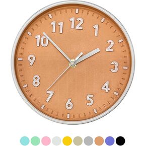 ANDSTAR 8 Inch Round Wall Clock with 3D Arabic Numerals Eco-Friendly Silent Non Ticking Easy to Read Wall Clock for Office Kitchen Bedroom Classrooms Living Room(Blue Purple)