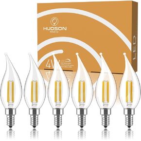 مجموعة مصابيح الشمعدانات LED E12 القابلة للتعتيم - 4 وات، ما يعادل 40 وات - مصباح شمعة دافئ على الطراز العتيق 2700 ك للثريا، مروحة السقف، الشمعدان، مصباح المكتب أو أضواء الشرفة، قمة الطوربيد (حزمة من 6) in Kuwait