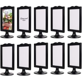 Elegant Double Sided Standing Picture Frames - (Black, 10 count) 4x6 Inch Pedestal Photo Frame with Inserts and Base - 2 Sided Frame for Vertical Display