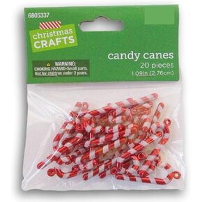 Mini Candy Cane Ornament Charms,Plastic - 20 Piece - 1.09 Inches