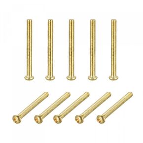 uxcell Brass Machine Screws, M4x10mm Phillips Pan Head Fastener Bolts for Furniture, Office Equipment, Electronics 20Pcs