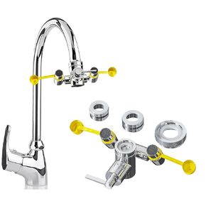 Faucet Mount Eyewash Station - Convenient Eyewash Station with Common Sink Adapters and Inspection Tags (Yellow Caps)