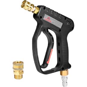 YAMATIC Pressure Washer Gun with Swivel, 5000 PSI Power Washer Wand Extension Replacement Handle with 3/8" Plug & M22-14mm Male Inlet, 1/4" Quick Connect Outlet for Foam Cannon Car Wash