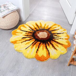 Cute Sunflower Bath Mat for Bathroom, Hot Pink Flower Bathroom Rug Non Slip Pink Flower Decor Rug Absorbent Shower Rug Plush Floor Bahtub Mats Sunflower Rugs for Bedroom, Living Room (27.6 Inch) in Saudi Arabia