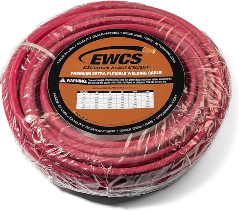 EWCS 2 Gauge Premium Extra Flexible Welding Cable 600 VOLT - Red - 20 Feet - Made in The USA in Saudi Arabia