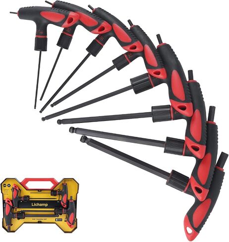 Lichamp 8 Pieces Metric T Handle Allen Wrench Set, 2-10 mm, Ball Head, Standard T handle Tee Handle Allen Hex Key Set, Long Handle Heavy Duty Excellent Set in Saudi Arabia