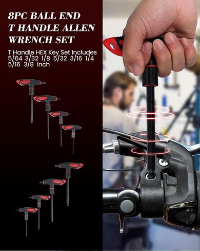 Lichamp 8 Pieces Metric T Handle Allen Wrench Set, 2-10 mm, Ball Head, Standard T handle Tee Handle Allen Hex Key Set, Long Handle Heavy Duty Excellent Set in Saudi Arabia