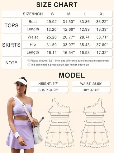 فستان تنس نسائي من قطعتين من IFFEI مع حمالة صدر مدمجة وسروال قصير وجيب واحد وكتف واحد مزين بالدانتيل وتنورات رياضية للتمرين in Kuwait