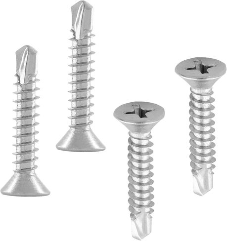 100PCS M4.2 x 32 Stainless Sheet Flat Head Self Drilling Screw, Phillips Drive with Drill Point, Metal Tek Screws, Self Drilling Sheet in Saudi Arabia