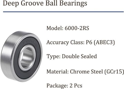 2pcs Deep Groove Ball Bearings - [10mm x 26mm x 8mm] Chrome Steel Ball for Motors Machine Tool Gearboxes Bearing Use, Double Seal ABEC3 in Saudi Arabia