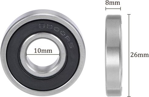 2pcs Deep Groove Ball Bearings - [10mm x 26mm x 8mm] Chrome Steel Ball for Motors Machine Tool Gearboxes Bearing Use, Double Seal ABEC3 in Saudi Arabia
