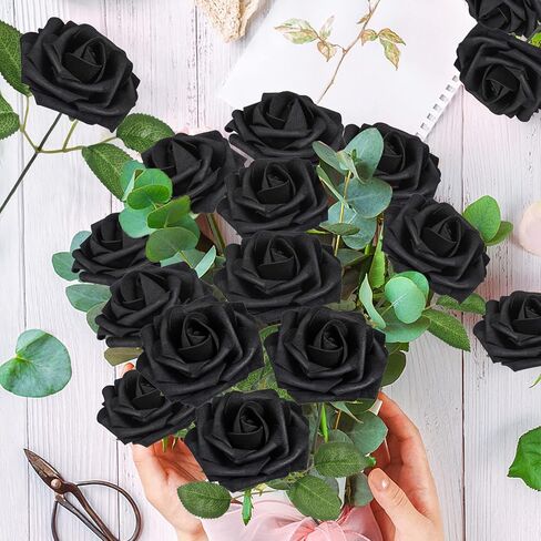 25pcs Fake Roses Foam Artificial Flowers, Dusty Ivory White Red Pink Burgundy Colorful Foam Rose for DIY Bridal Baby Shower Decoration in Saudi Arabia
