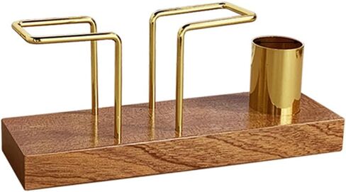 حامل مناديل خشبي للطاولة حامل مناديل حديث عمودي مع سلك معدني مناسب لتناول الطعام في المطبخ الداخلي والخارجي (حامل مناديل مع حامل مسواك) in Kuwait