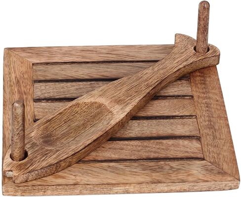 Wooden Napkin Holder Flat with decorative weighted stick on top to hold the tissue 5"x5"x3" Inches| Modern Dining Table Décor Kitchen Tables & Countertops Christmas Decoration in Saudi Arabia