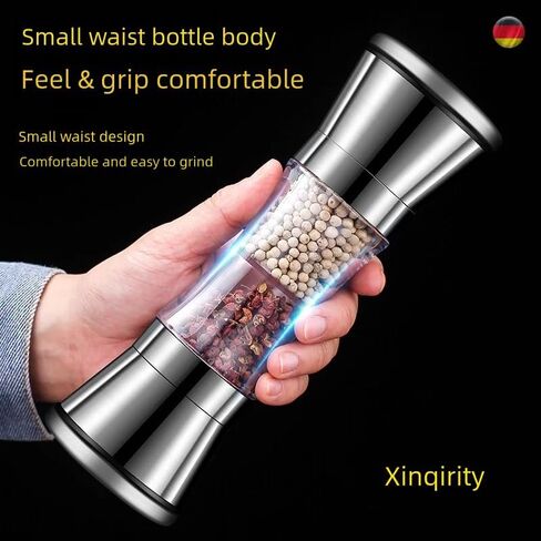 Manual Salt and Pepper Grinder, 2 in 1 Salt and Pepper Shakers, Stainless Steel Shakers with Adjustable Coarseness, Pepper Shaker Spice Grinder for Kitchen, Chef Gift and Ideal Gift for Housewarming in Saudi Arabia