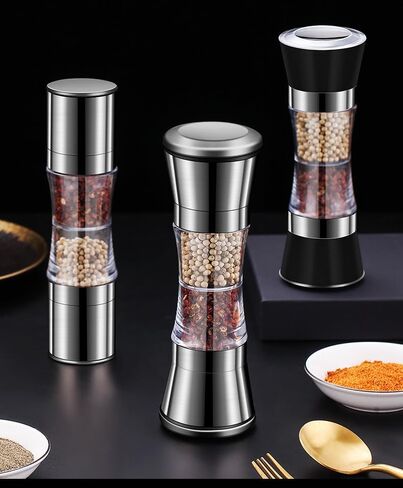 Manual Salt and Pepper Grinder, 2 in 1 Salt and Pepper Shakers, Stainless Steel Shakers with Adjustable Coarseness, Pepper Shaker Spice Grinder for Kitchen, Chef Gift and Ideal Gift for Housewarming in Saudi Arabia