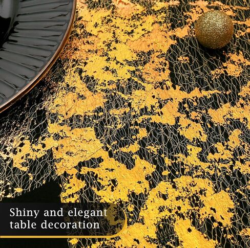 مفرش طاولة ذهبي مقاس 11 × 108 بوصة، ديكور مركزي للطاولة، ديكورات طاولة ذهبية للحفلات والاحتفالات وحفلات الزفاف وأعياد الميلاد (ذهبي نصف فتحة، قطعتان) in Kuwait