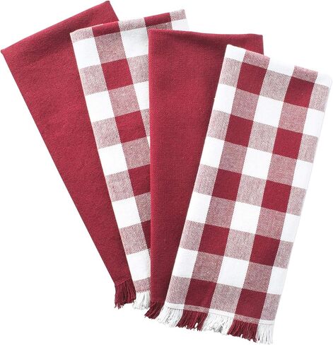 DII Heavyweight Woven Fringed Check Plaid, Dishcloth, Gray in Saudi Arabia
