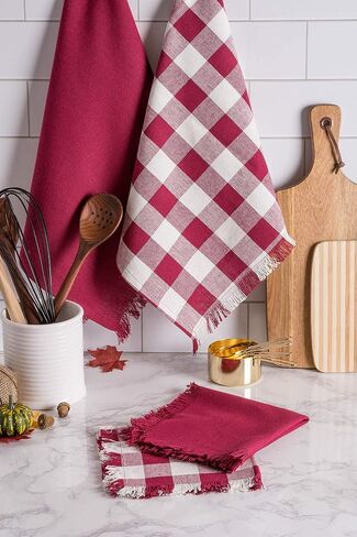 DII Heavyweight Woven Fringed Check Plaid, Dishcloth, Gray in Saudi Arabia
