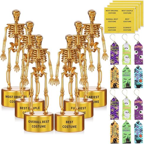 Namalu 24 جهاز كمبيوتر شخصى لمسابقة الهالوين جائزة جائزة مجموعة ذهبية مخيف الهيكل العظمي الكأس حزب الكأس أشرطة مضحك جائزة الكأس أشرطة للأطفال البالغين الاحتفال لعبة لوازم الجمجمة لصالح المكافآت in Kuwait