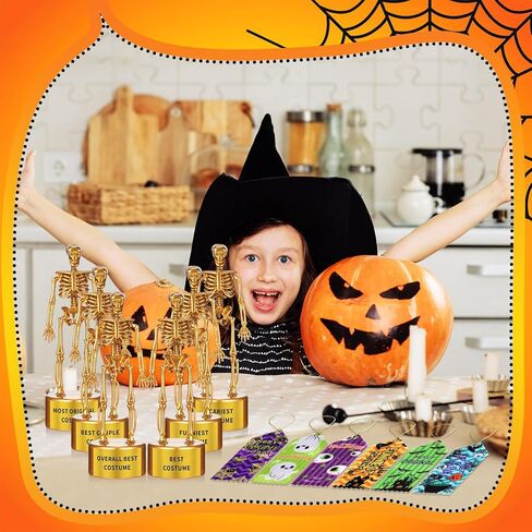 Namalu 24 جهاز كمبيوتر شخصى لمسابقة الهالوين جائزة جائزة مجموعة ذهبية مخيف الهيكل العظمي الكأس حزب الكأس أشرطة مضحك جائزة الكأس أشرطة للأطفال البالغين الاحتفال لعبة لوازم الجمجمة لصالح المكافآت in Kuwait