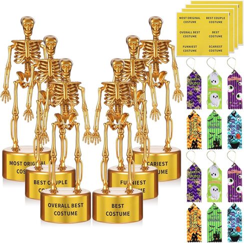 Namalu 24 جهاز كمبيوتر شخصى لمسابقة الهالوين جائزة جائزة مجموعة ذهبية مخيف الهيكل العظمي الكأس حزب الكأس أشرطة مضحك جائزة الكأس أشرطة للأطفال البالغين الاحتفال لعبة لوازم الجمجمة لصالح المكافآت in Kuwait