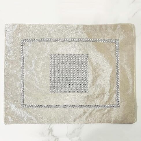 HeMiaor Set of 4 Black Elegant Place Mats with Sparkling Rhinestones Perfect for Wedding Table Decoration 12x16 inch(30x40 cm) in Saudi Arabia