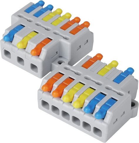 Electrical Wire Connectors, Compact Wire Splice Connectors Quick Terminal Blocks (3 in 6 Out) 10Pcs in Saudi Arabia