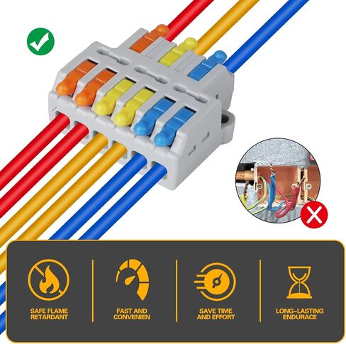 Electrical Wire Connectors, Compact Wire Splice Connectors Quick Terminal Blocks (3 in 6 Out) 10Pcs in Saudi Arabia