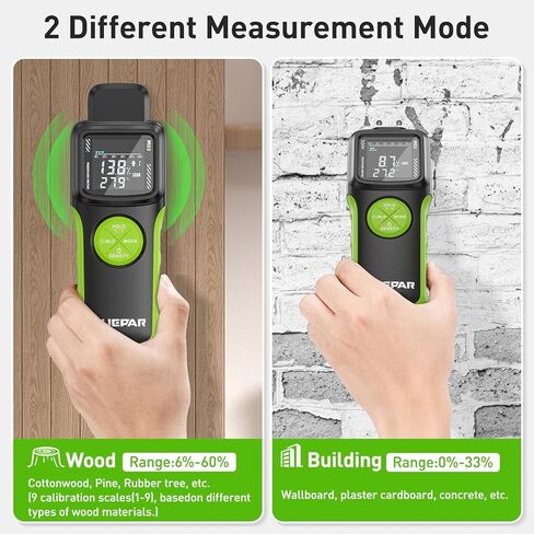 أجهزة قياس رطوبة الخشب، كاشف الرطوبة 2 في 1 بدبابيس وبدون دبابيس مع مستشعر مطور، شاشة بإضاءة خلفية، 9 معايرة، لاكتشاف الرطوبة في الخشب ومواد البناء، كاشف تسرب المياه in Kuwait