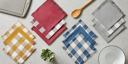 DII Heavyweight Woven Fringed Check Plaid, Dishcloth, Gray in Saudi Arabia