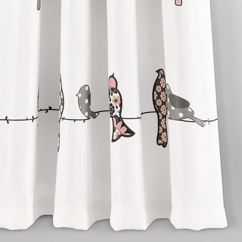Lush Decor Rowley Birds Light Filtering Window Curtain Panels, Pair, 52" W x 63" L, Blush & Gray - Colorful Floral Print - Whimsical & Playful Bird Curtains For Bedroom, Living Room, Or Dining Room in Saudi Arabia