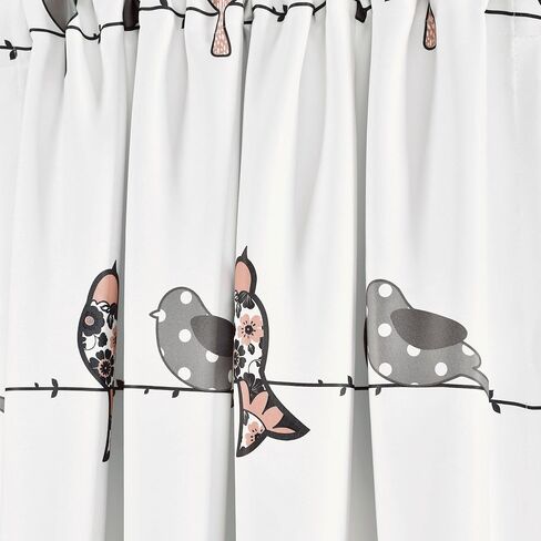 Lush Decor Rowley Birds Light Filtering Window Curtain Panels, Pair, 52" W x 63" L, Blush & Gray - Colorful Floral Print - Whimsical & Playful Bird Curtains For Bedroom, Living Room, Or Dining Room in Saudi Arabia
