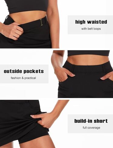 TZLDN Women's Tennis Skirt with Shorts Pockets Athletic Golf Skirt High Waisted Casual Workout Skorts Skirts in Kuwait