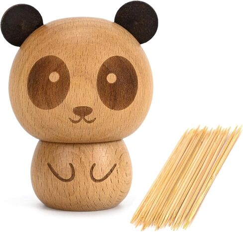 Wooden Toothpick Dispenser Cute Panda Style Toothpick Holder Storage Box Case for Home Restaurant Club Bar Party Contains Toothpicks in Kuwait