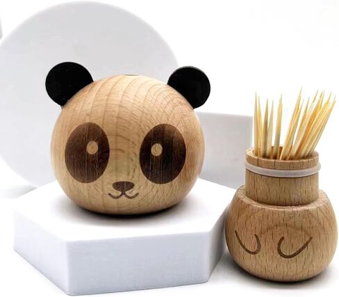 Wooden Toothpick Dispenser Cute Panda Style Toothpick Holder Storage Box Case for Home Restaurant Club Bar Party Contains Toothpicks in Kuwait