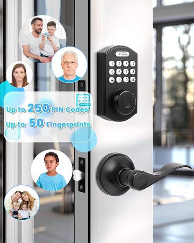 لوحة المفاتيح ديدبولت مع مستشعر الباب، أقفال ديدبولت الذكية لبصمة الإصبع للباب الأمامي، واي فاي بدون مفتاح وبلوتوث دخول ديدبولت مع تطبيق التحكم عن بعد، أسود غير لامع in Kuwait