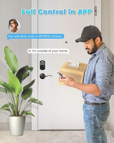 لوحة المفاتيح ديدبولت مع مستشعر الباب، أقفال ديدبولت الذكية لبصمة الإصبع للباب الأمامي، واي فاي بدون مفتاح وبلوتوث دخول ديدبولت مع تطبيق التحكم عن بعد، أسود غير لامع in Kuwait