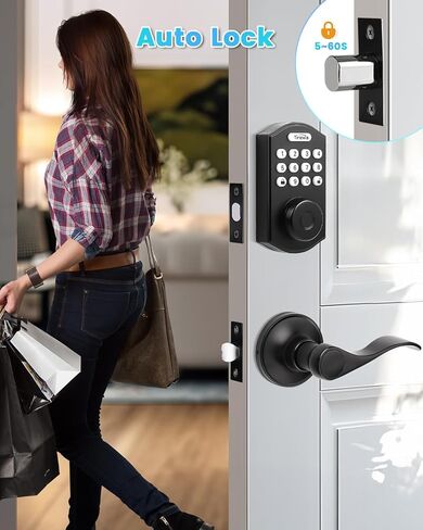 لوحة المفاتيح ديدبولت مع مستشعر الباب، أقفال ديدبولت الذكية لبصمة الإصبع للباب الأمامي، واي فاي بدون مفتاح وبلوتوث دخول ديدبولت مع تطبيق التحكم عن بعد، أسود غير لامع in Kuwait
