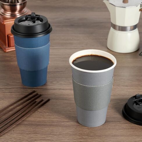 LITOPAK 100 Pack 10 oz Paper Coffee Cups, Disposable Coffee Cups with Lids, Sleeves and Stirring Sticks, Hot Coffee Cup, Disposable Paper Cups, Drinking Cups for Hot Coffee, Water or Juice in Saudi Arabia