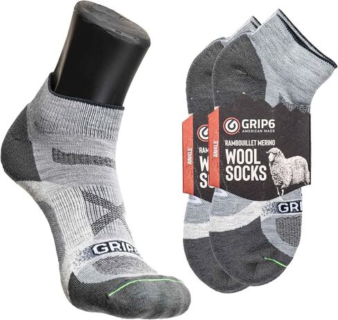 جوارب صوف للكاحل GRIP6 - جوارب صوف ميرينو مصنوعة في الولايات المتحدة الأمريكية - جوارب صوف خفيفة الوزن للمشي لمسافات طويلة - جوارب كاحل دافئة للرجال والنساء in Kuwait