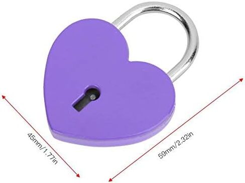 Zerodis Mini Lock, Small Metal Heart Shaped Padlock with Key for Jewelry Storage Box Diary Book 45x59mm(Purple) in Saudi Arabia