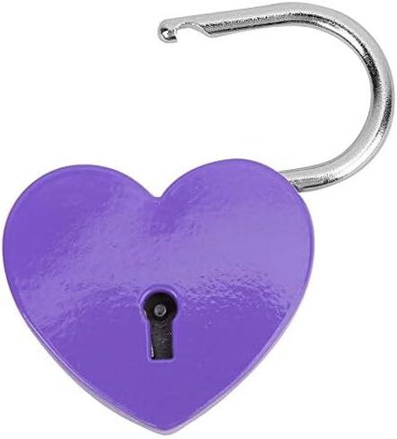 Zerodis Mini Lock, Small Metal Heart Shaped Padlock with Key for Jewelry Storage Box Diary Book 45x59mm(Purple) in Saudi Arabia