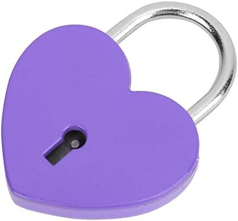 Zerodis Mini Lock, Small Metal Heart Shaped Padlock with Key for Jewelry Storage Box Diary Book 45x59mm(Purple) in Saudi Arabia