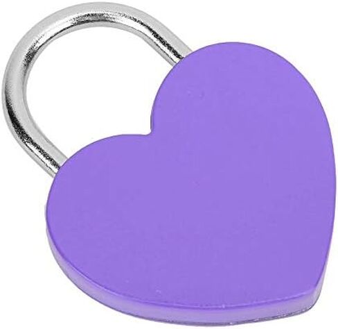 Zerodis Mini Lock, Small Metal Heart Shaped Padlock with Key for Jewelry Storage Box Diary Book 45x59mm(Purple) in Saudi Arabia